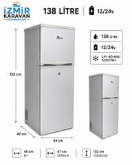 R-LİNE 138 litre  karavan tekne yat  buzdolabı 12/24v  gümüş gri