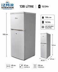 R-LİNE 138 litre  karavan tekne yat  buzdolabı 12/24v  gümüş gri