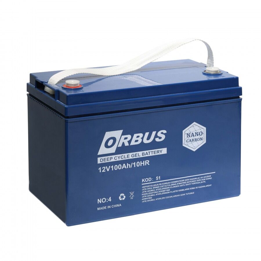 Orbus 12v 100 Amper Derin Döngü Karbon Jel Akü