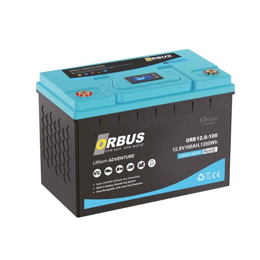 Orbus 12.8 V Volt 100 Amper Lityum Lifepo4 Akü