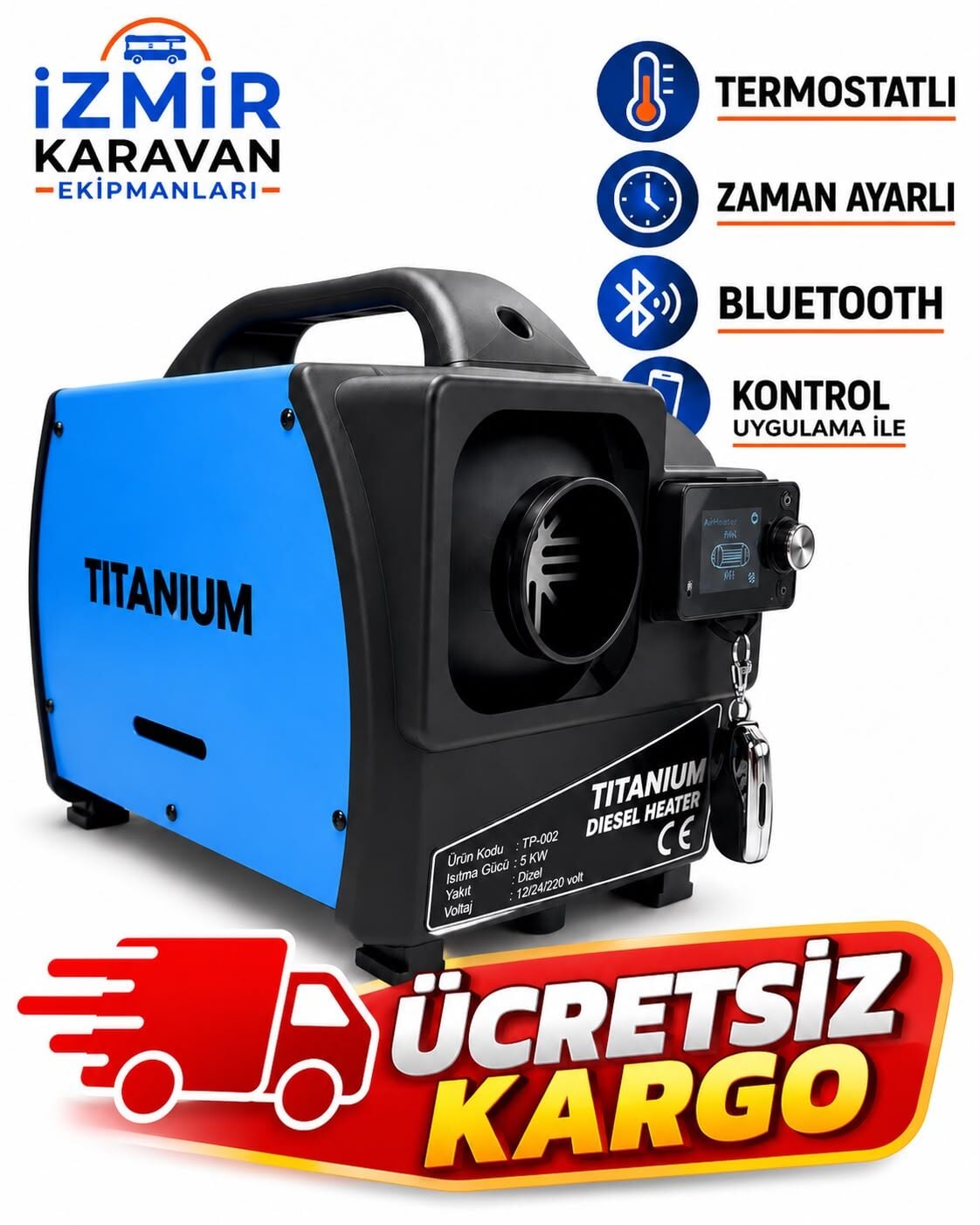 TITANIUM Dizel Isıtıcı Çanta Tipi Webasto 12/24/220V 5 kW - ÜCRETSİZ KARGO