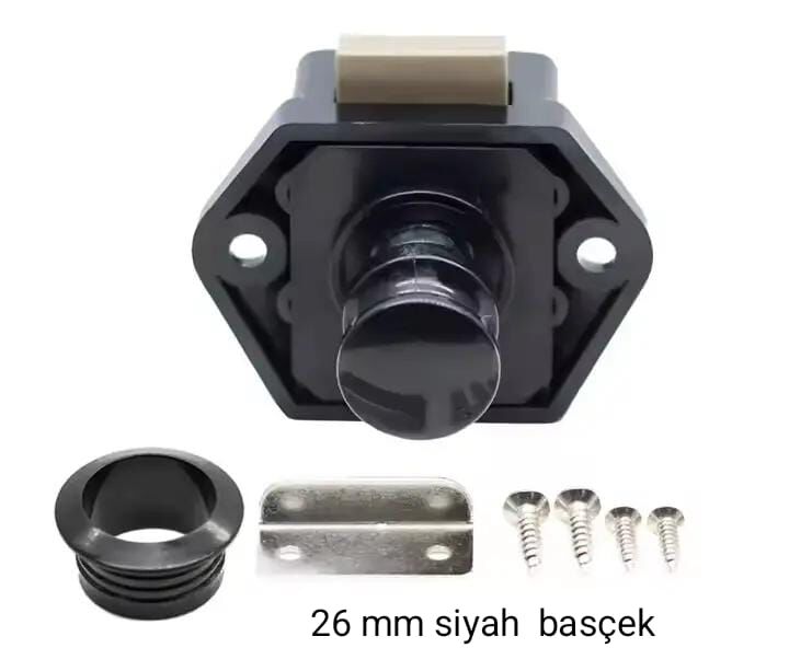 Mobilya bascek  26 mm büyük buton siyah