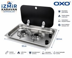 OXO Cam Kapaklı Çiftli Gömme Ocak- FSM 3450