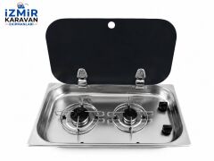 OXO Cam Kapaklı Çiftli Gömme Ocak- FSM 3450