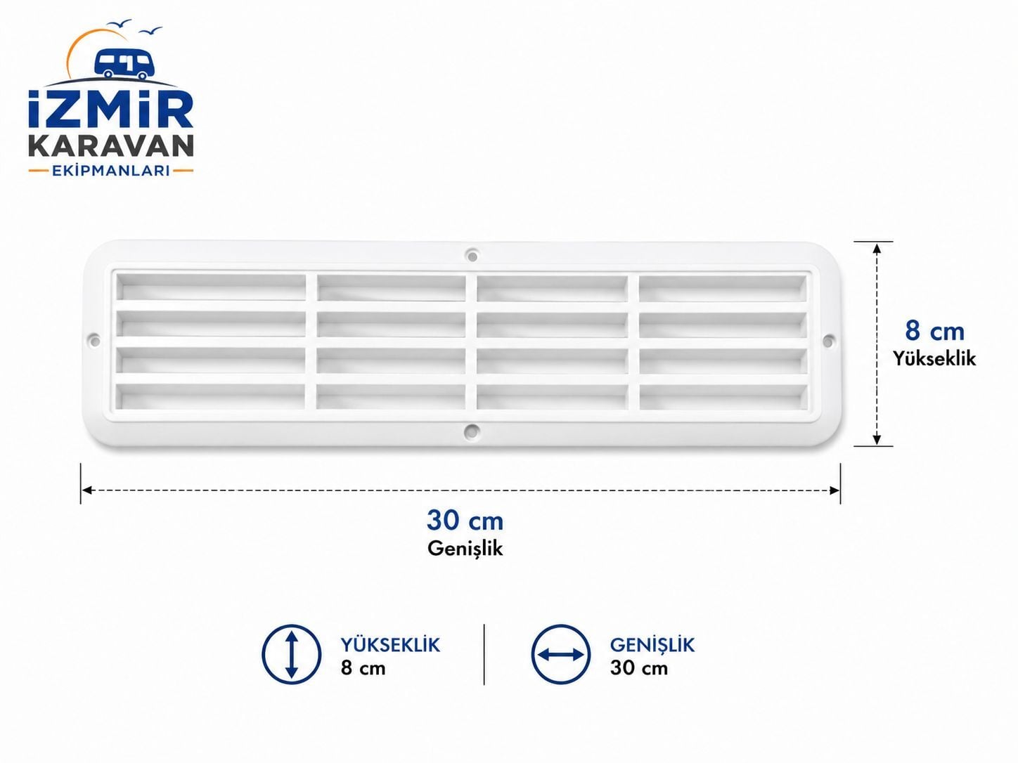 KARAVAN HAVALANDIRMA MENFEZİ 8X30 CM BEYAZ