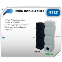 Karavan atık Su Deposu 175 Litre 133x38x33cm siyah