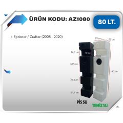 Karavan temiz Su Deposu 80 Litre 142x32x25cm Sprinter Crafter Uyumlu beyaz