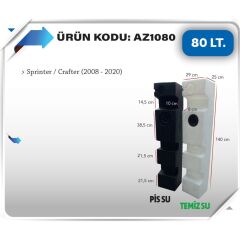 Karavan atık Su Deposu 80 Litre 142x32x25cm Sprinter Crafter Uyumlu siyah