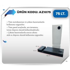 Karavan temiz Su Deposu 75 Litre 130x47x15cm beyaz