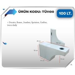 Karavan Su Deposu 100 Litre 102x30x52cm Teker Üstü Uyumlu