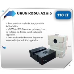 Karavan atık Su Deposu 110 Litre 72x60x25cm Sprinter Crafter Volt Uyumlu siyah