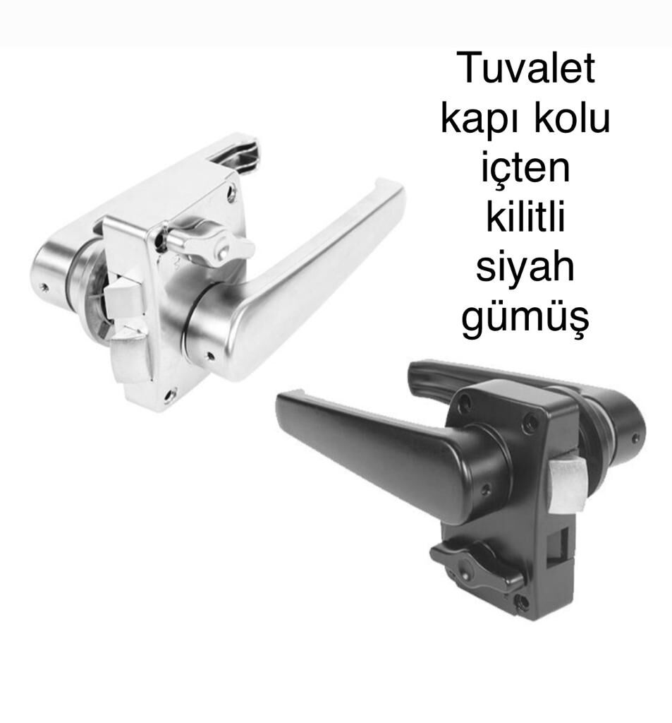 Karavan Banyo Kapı Kilidi Kolu ( siyah  ) Çift Yönlü İçten Kilitli