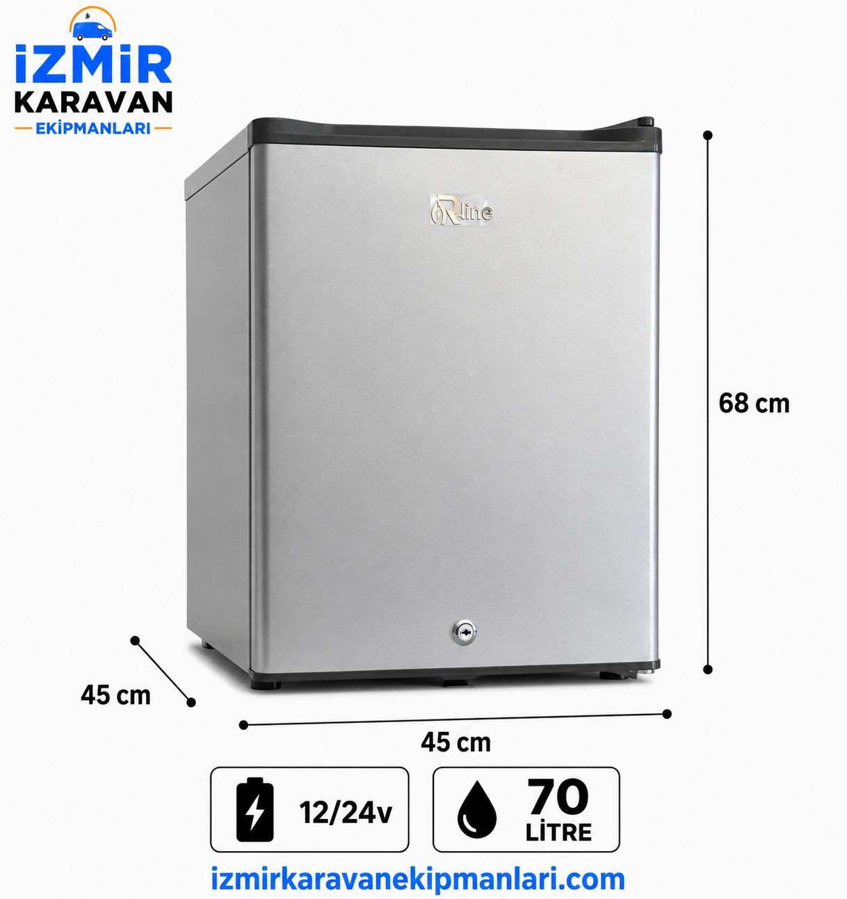 R-LİNE  70 litre karavan tekne marin buzdolabı 12/24v  GRİ