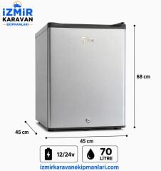 R-LİNE  70 litre karavan buzdolabı 12/24v  GRİ