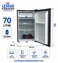 R-LİNE  70 litre karavan tekne marin buzdolabı 12/24v  GRİ