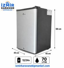 R-LİNE  70 litre karavan tekne marin buzdolabı 12/24v  GRİ
