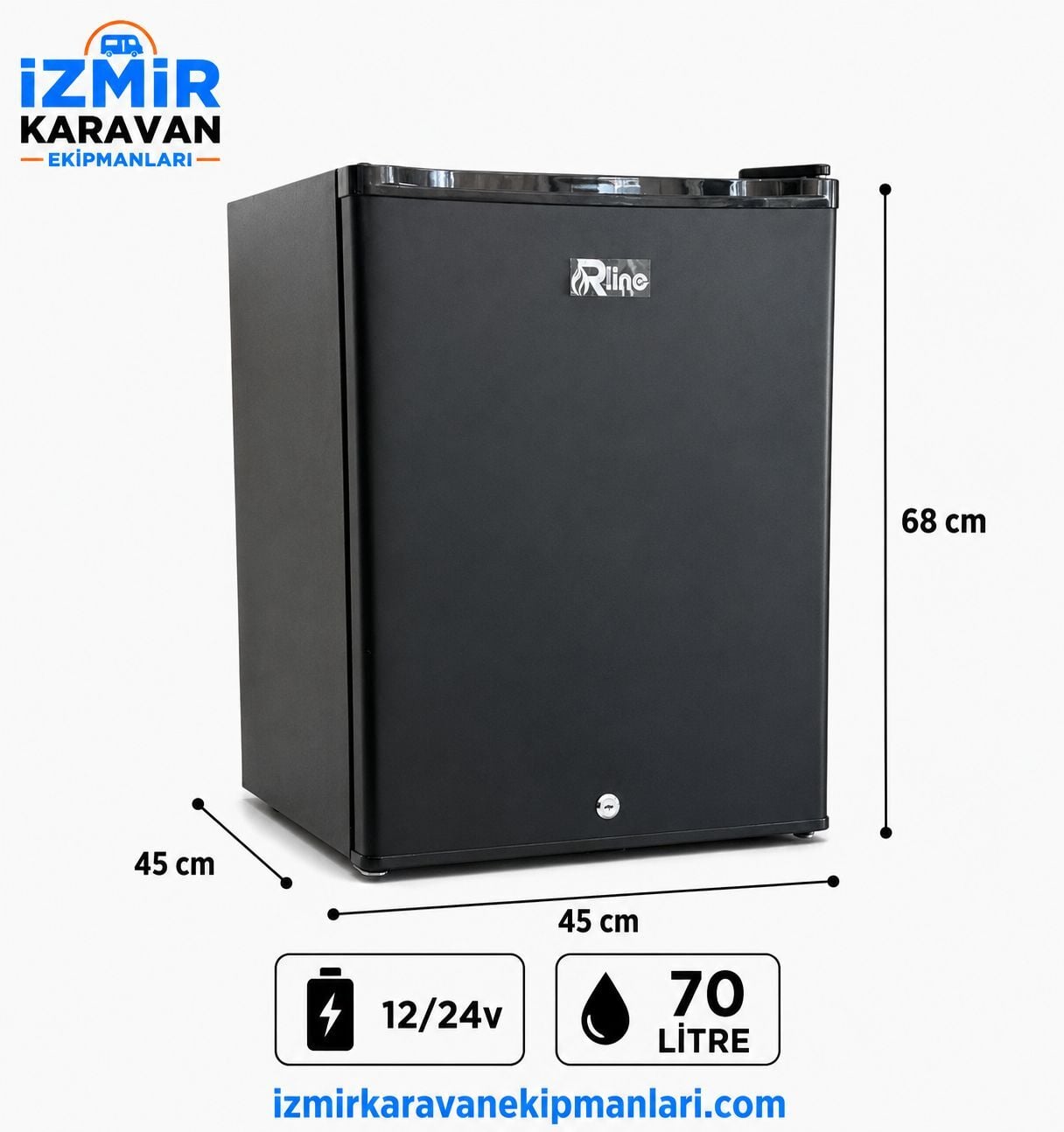 R-LİNE  70 litre karavan tekne marin buzdolabı 12/24v  SİYAH