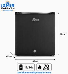 R-LİNE  70 litre karavan tekne marin buzdolabı 12/24v  SİYAH