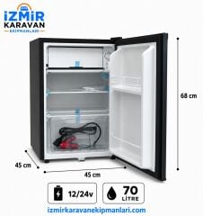 R-LİNE  70 litre karavan tekne marin buzdolabı 12/24v  SİYAH