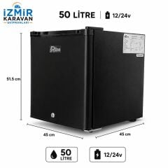 R-LİNE  50 litre karavan tekne marin buzdolabı 12/24v  siyah