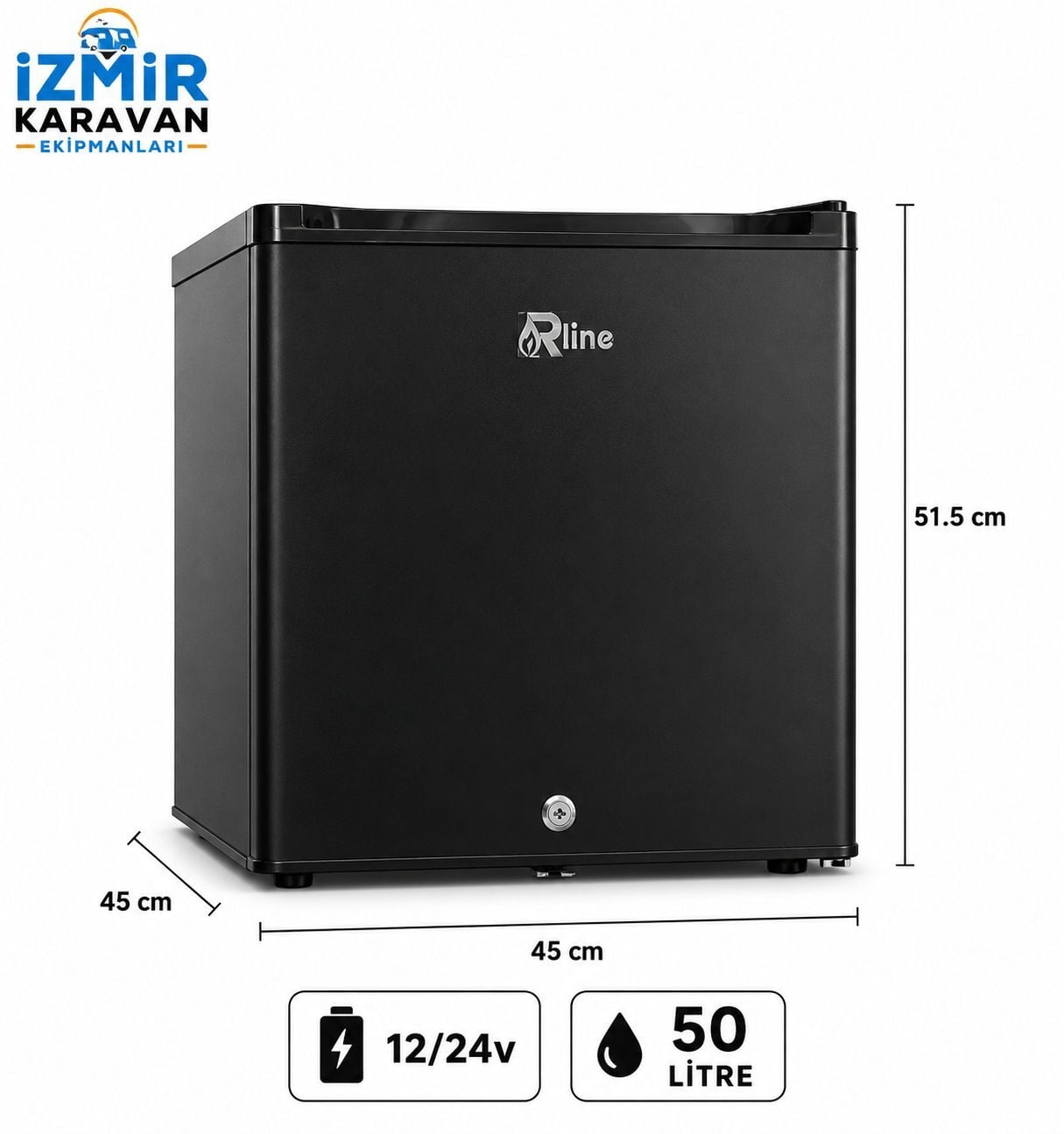 R-LİNE  50 litre karavan tekne marin buzdolabı 12/24v  siyah