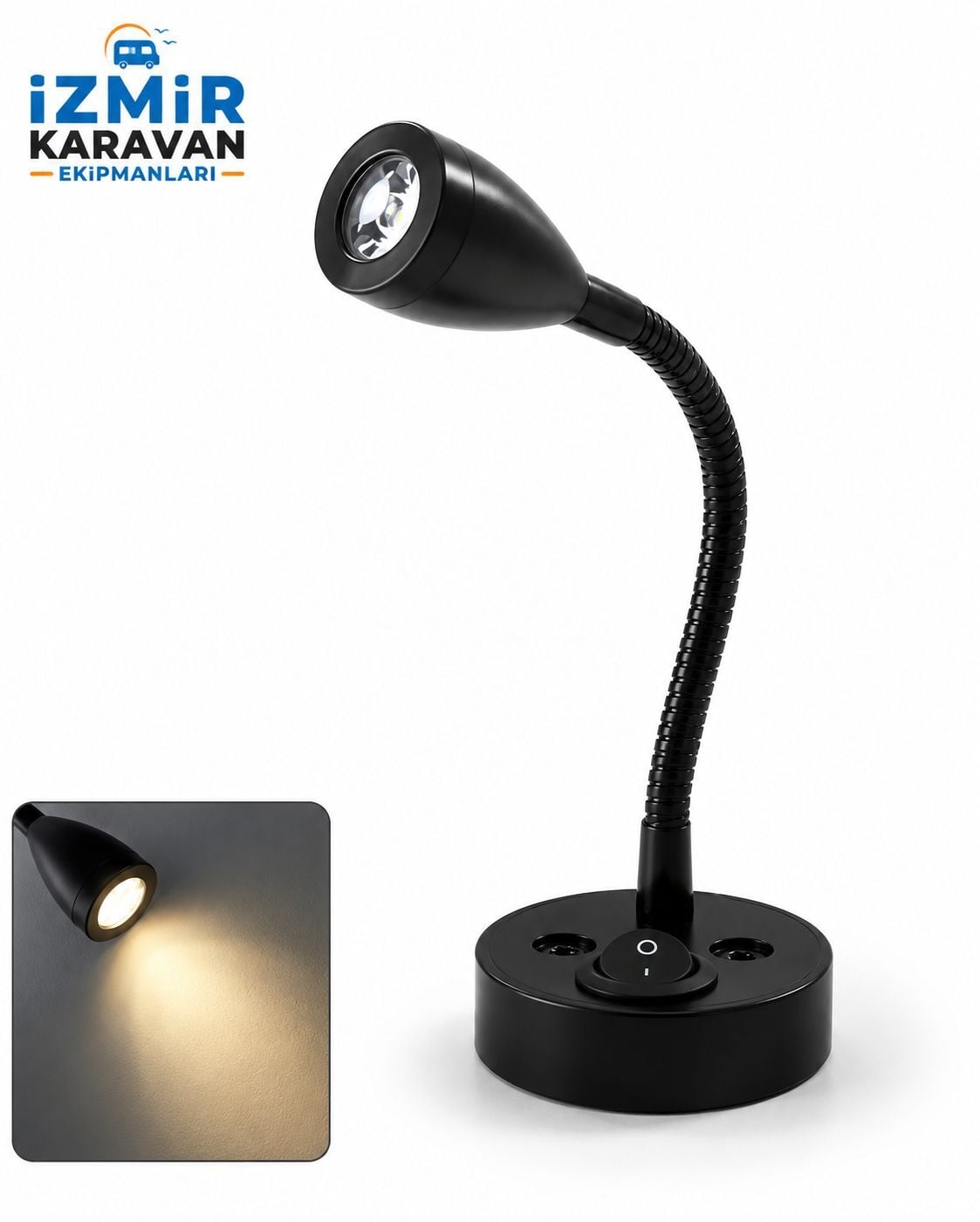 Led kitap  Okuma Lambası Günışığı 12/24v 3w - Siyah UZUN