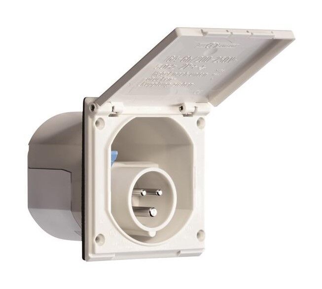 Dış Elektrik Priz  Kapaklı Emniyetli 16Ah - Beyaz