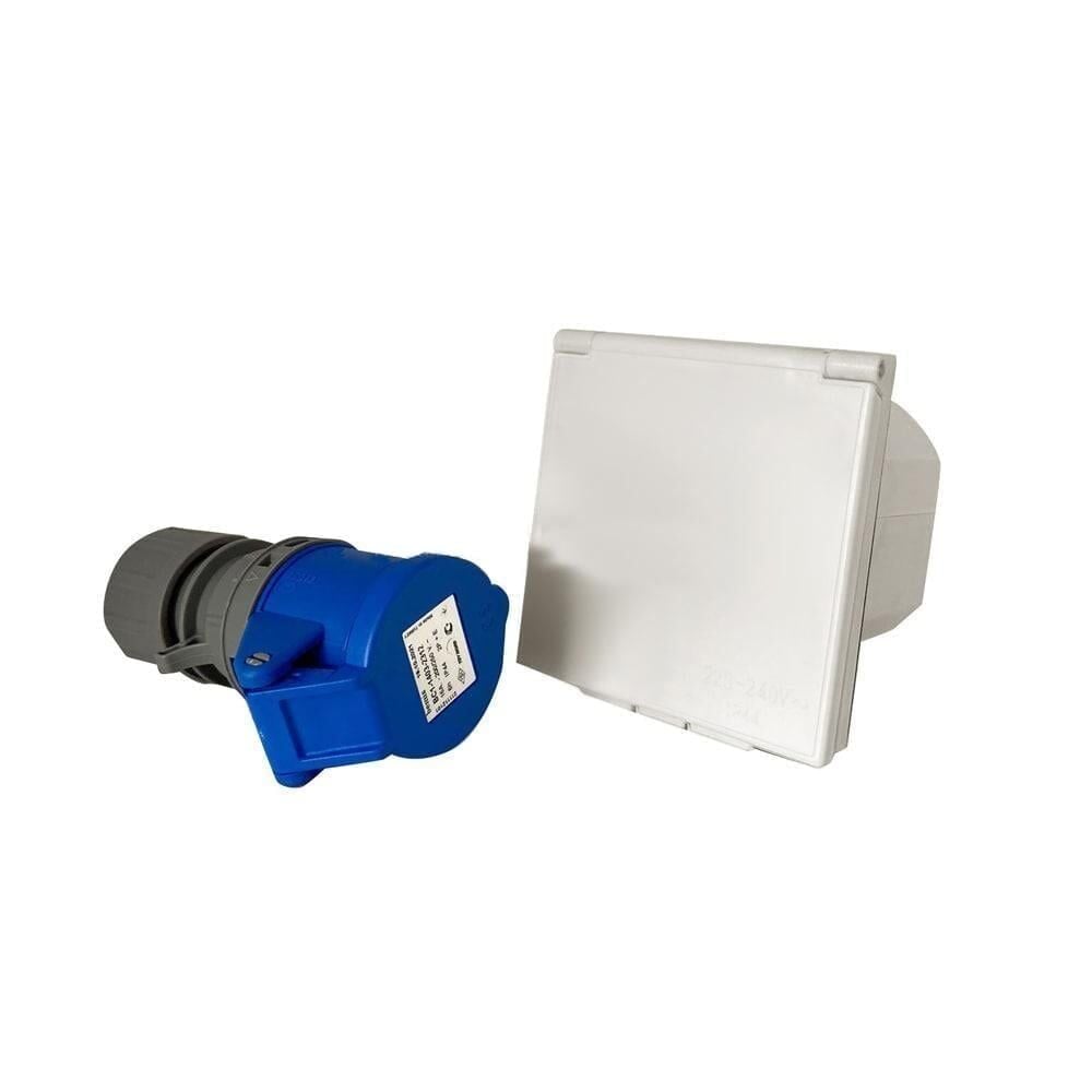 Dış Elektrik Priz Fiş Seti Kapaklı Emniyetli 16Ah - Beyaz