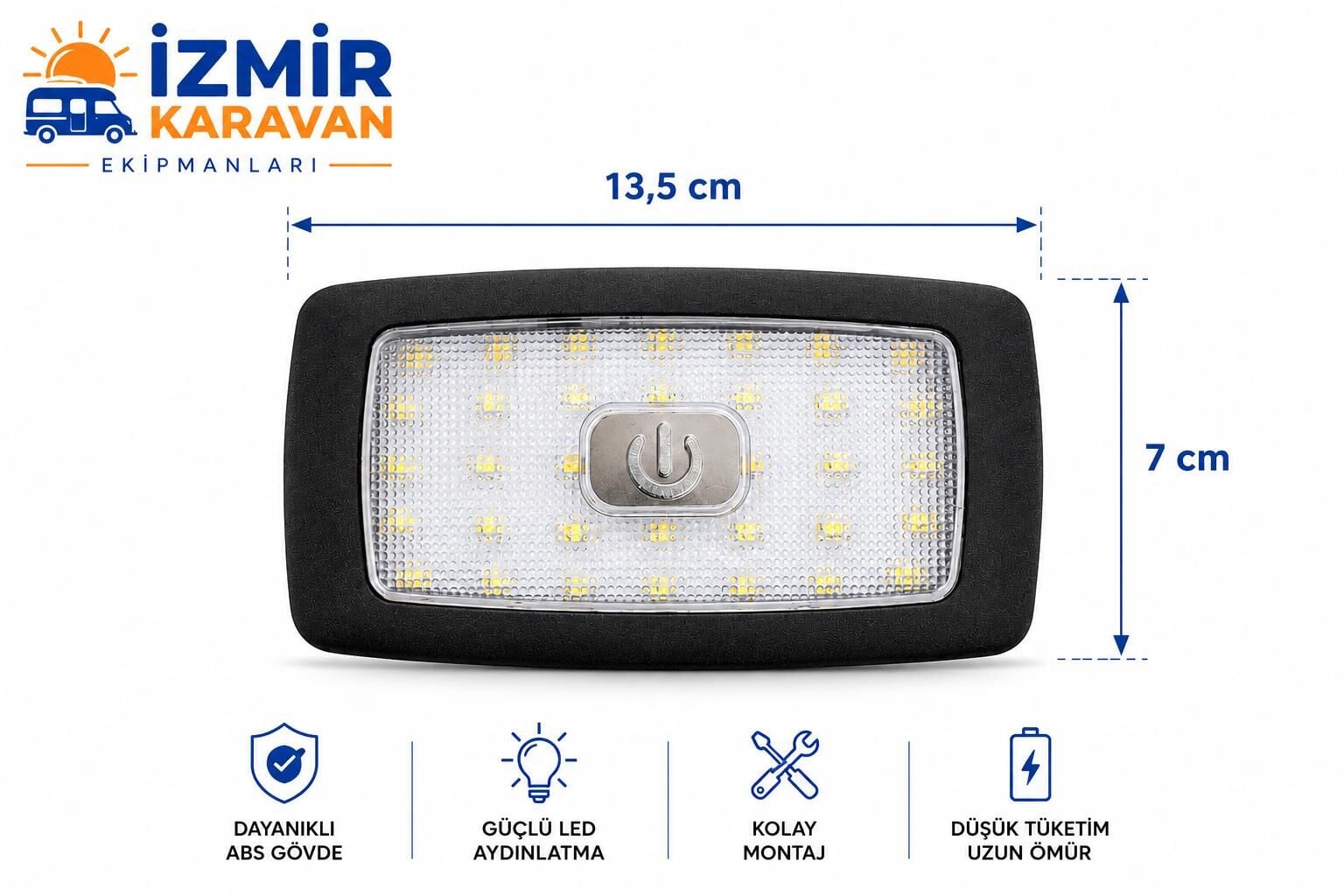 YERLİ ÜRETİM   Led Lamba 12/24v 34 Ledli İç Aydınlatma Dokunmatik  SİYAH