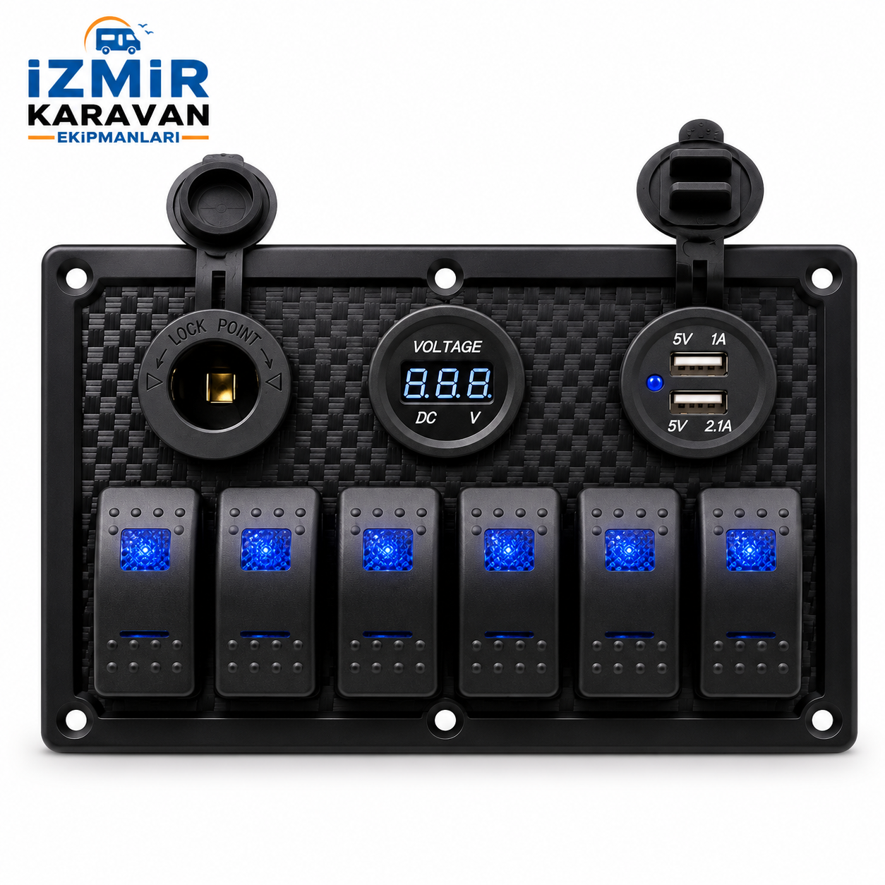 SEALUX SWITCH PANEL 6 LI 12V,USB,VOLTMETRE (L6S3)111*180mm