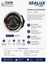 TEKNE DÜMEN AÇI GÖSTERGESİ 12/24v Ø52mm SİYAH