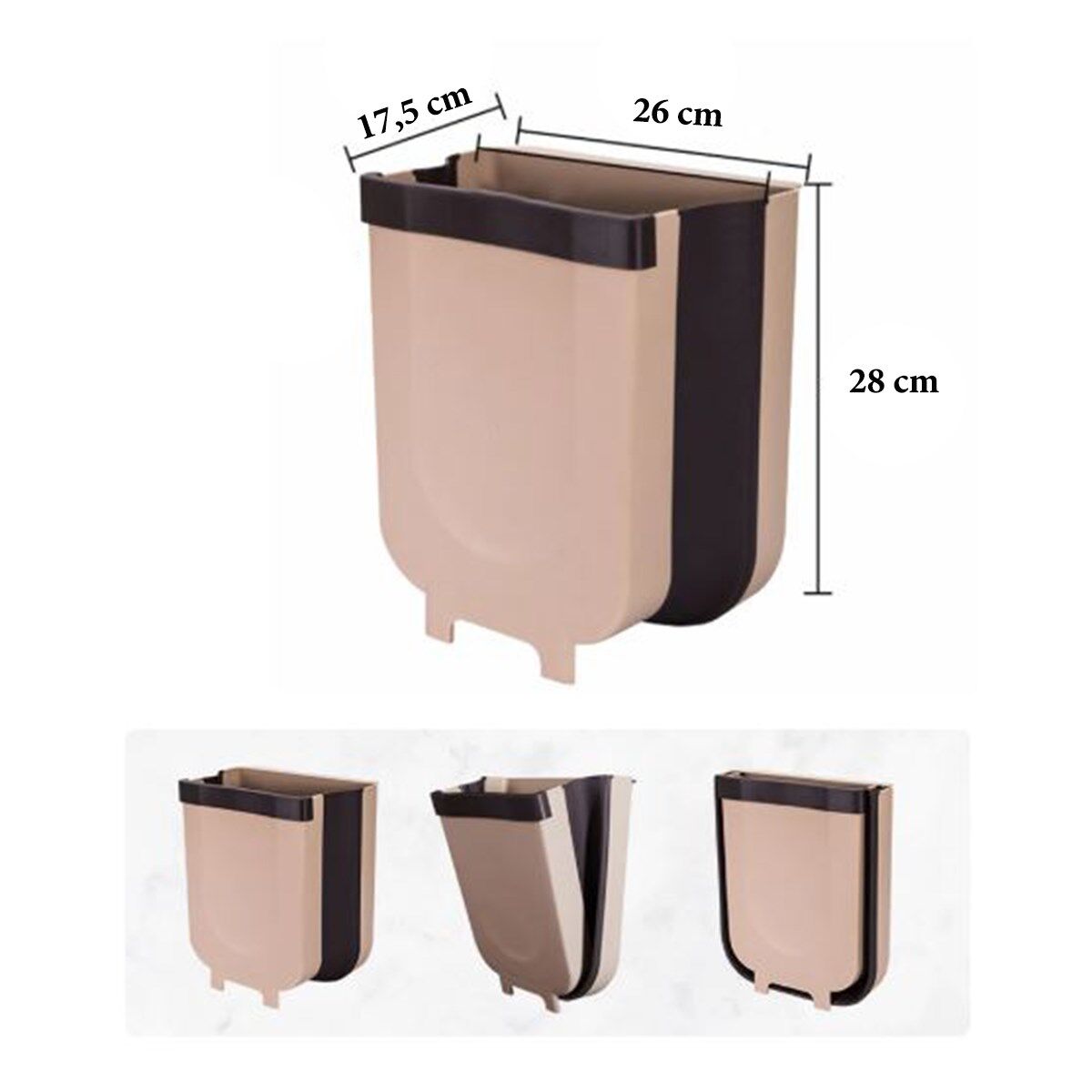 Karavan Çöp Kovası 7 Litre Katlanır Tezgahaltı Tip - KREM