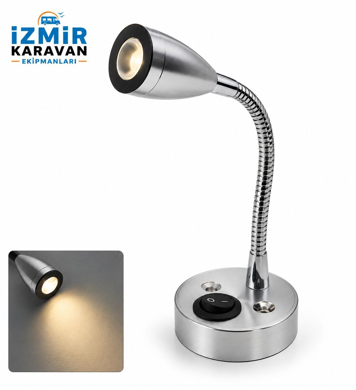 Led kitap  Okuma Lambası Günışığı 12/24v  - KROM UZUN