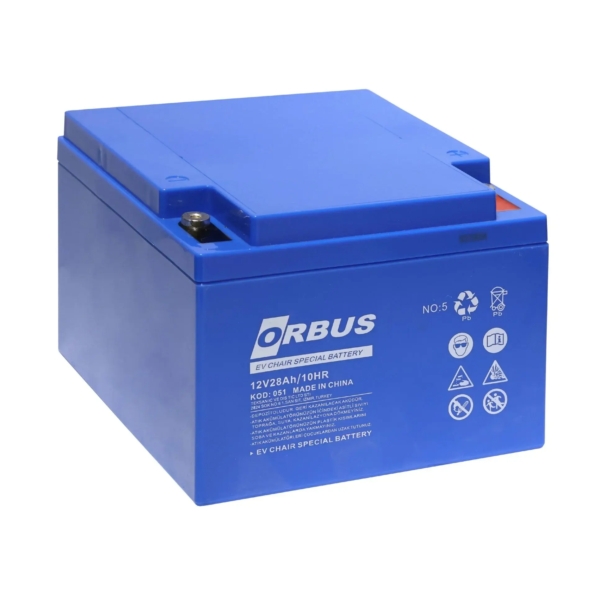 Orbus Engelli Araç Aküsü yatık 28 Ah (28 amper) 12 Volt