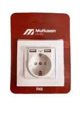 Mutlusan Rita Serisi Beyaz  Usb Şarj Çıkışlı Topraklı Priz