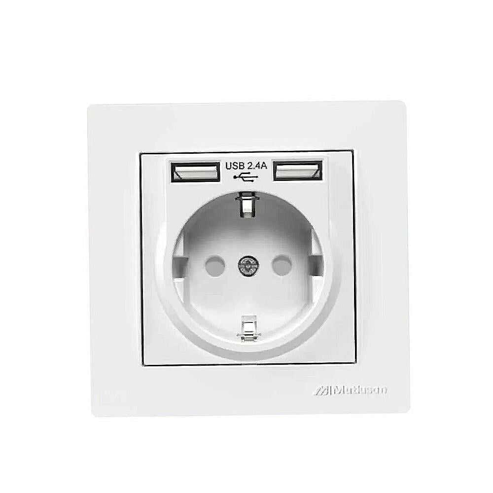 Mutlusan Rita Serisi Beyaz  Usb Şarj Çıkışlı Topraklı Priz