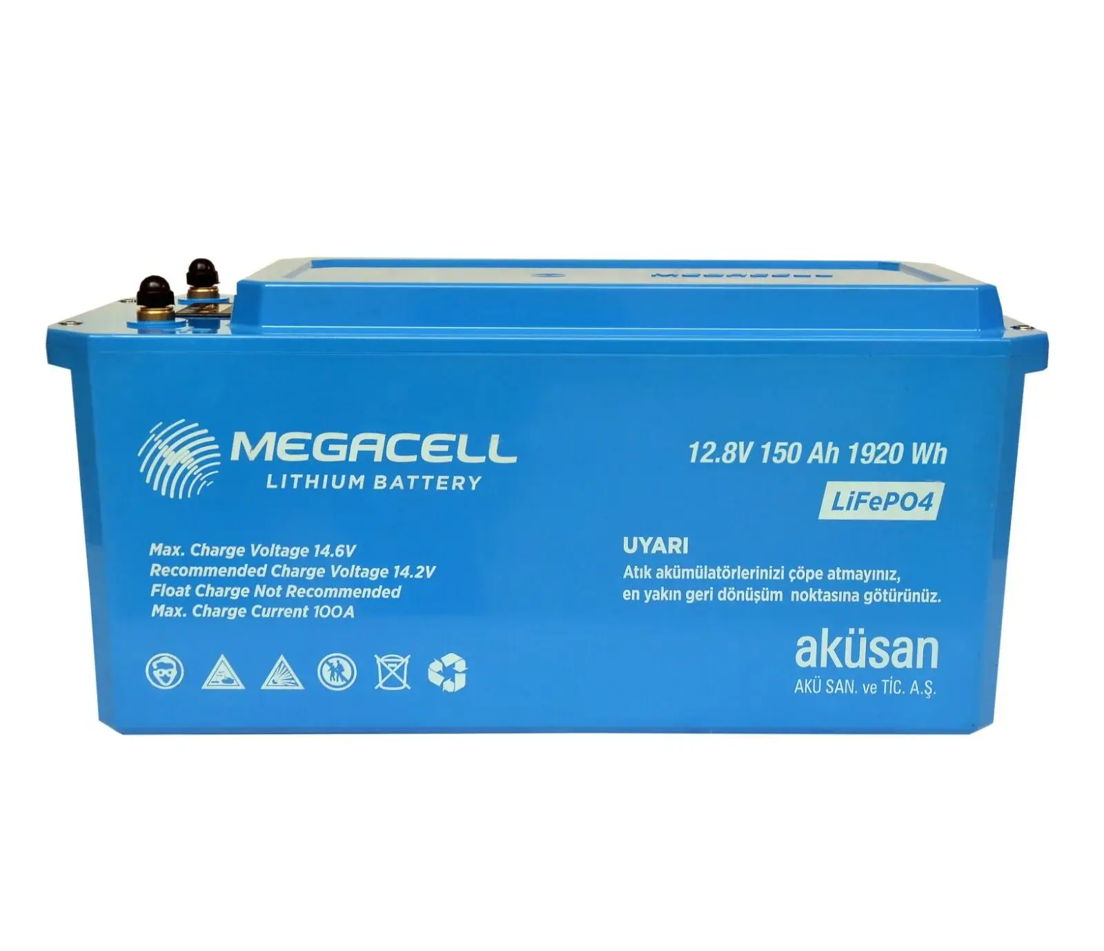 Megacell 12.8V 150 AH (Bluetooth) Lifepo4 Lityum Demir Fosfat Akü(Abs Kasa)