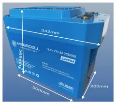 Megacell 12.8V 210Ah LiFePO4 Lityum Demir Fosfat Akü(Prizmatik)(Bluetoothlu)(ABS)