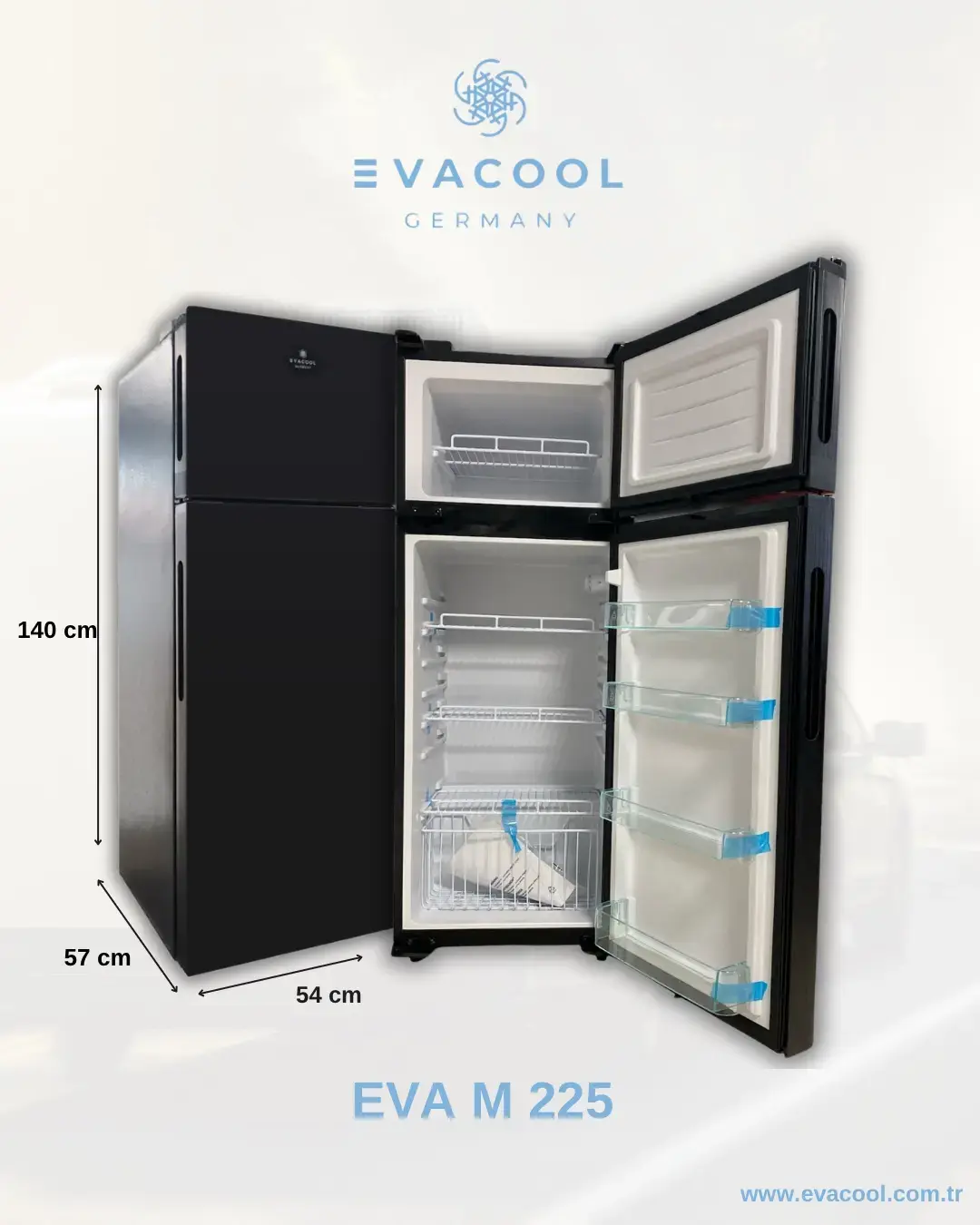 EVACOOL EVA M 225 12/24 ÇİFT KAPI MARİN BUZDOLABI