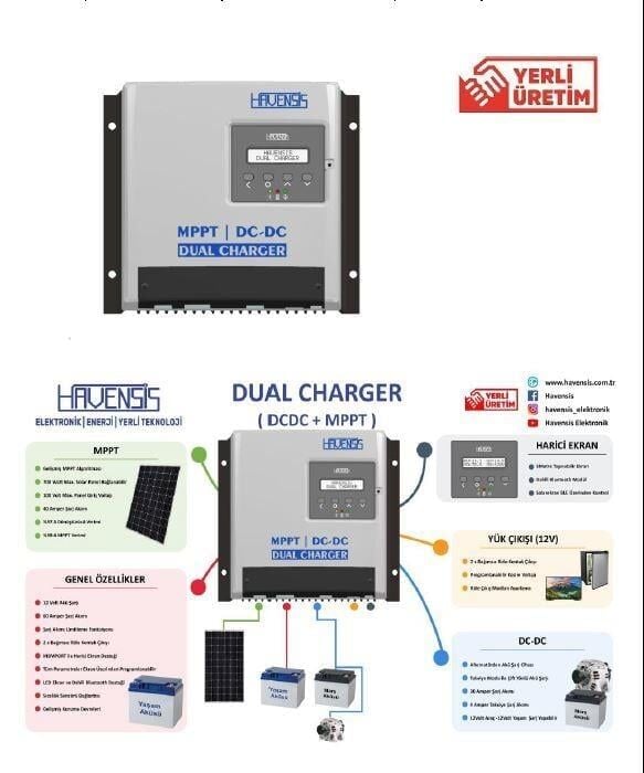 HAVENSİS DUAL CHARGER 60A MPPT-DC DC ŞARJ KONTROL CİHAZI
