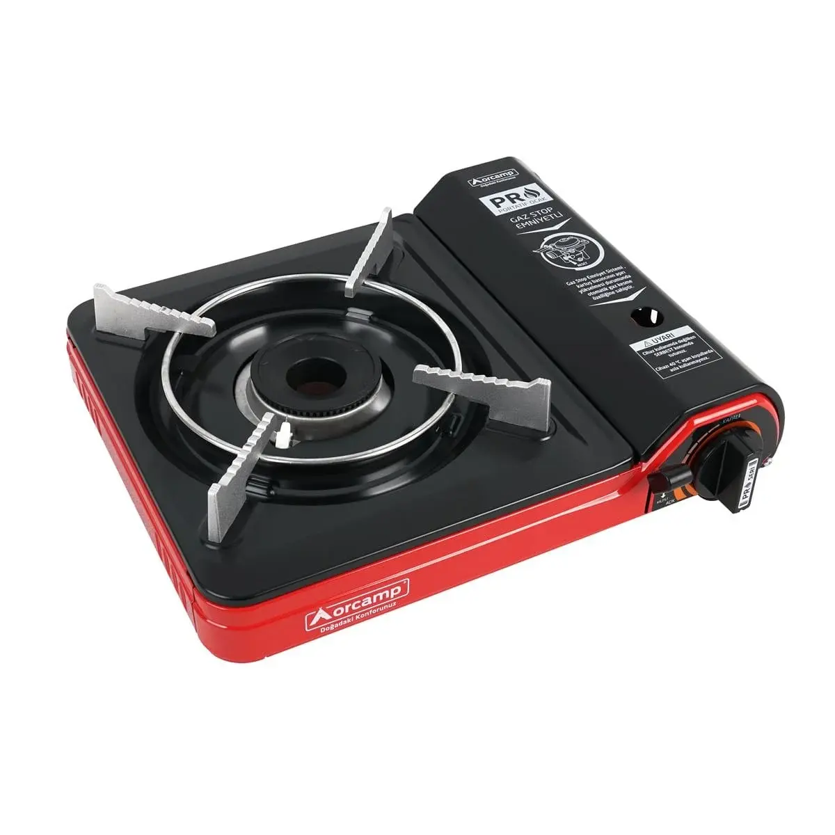ORCAMP TEKLİ PORTATİF OCAK KÖŞELİ KIRMIZI