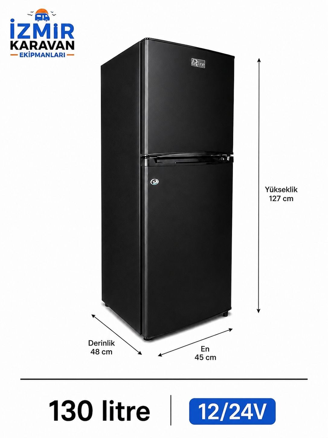 R-LİNE TEKNE MARİN KARAVAN 130 LİTRE 12/24V BUZ DOLABI SİYAH