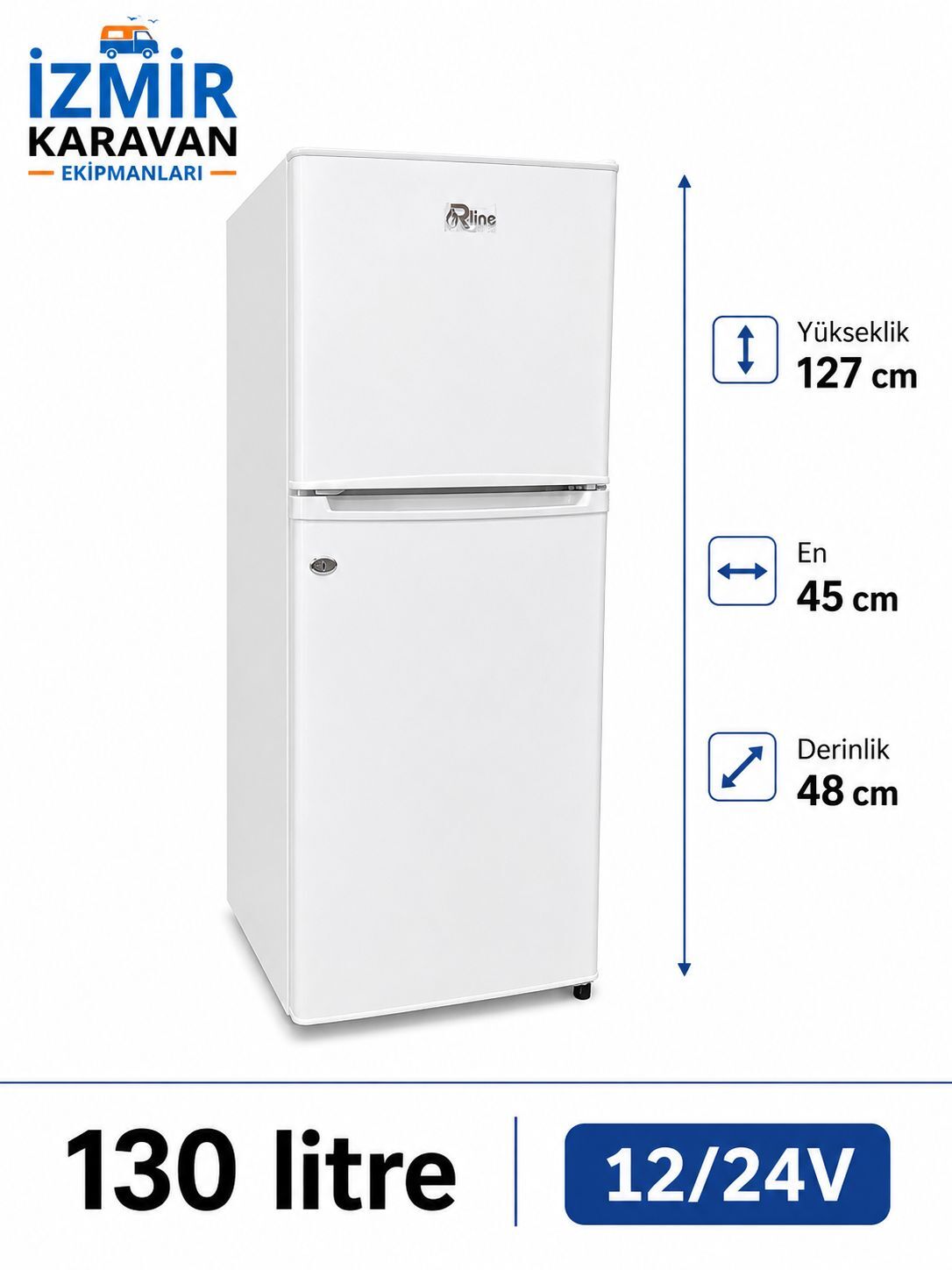 R-LİNE TEKNE MARİN KARAVAN 130 LİTRE 12/24V BUZDOLABI BEYAZ
