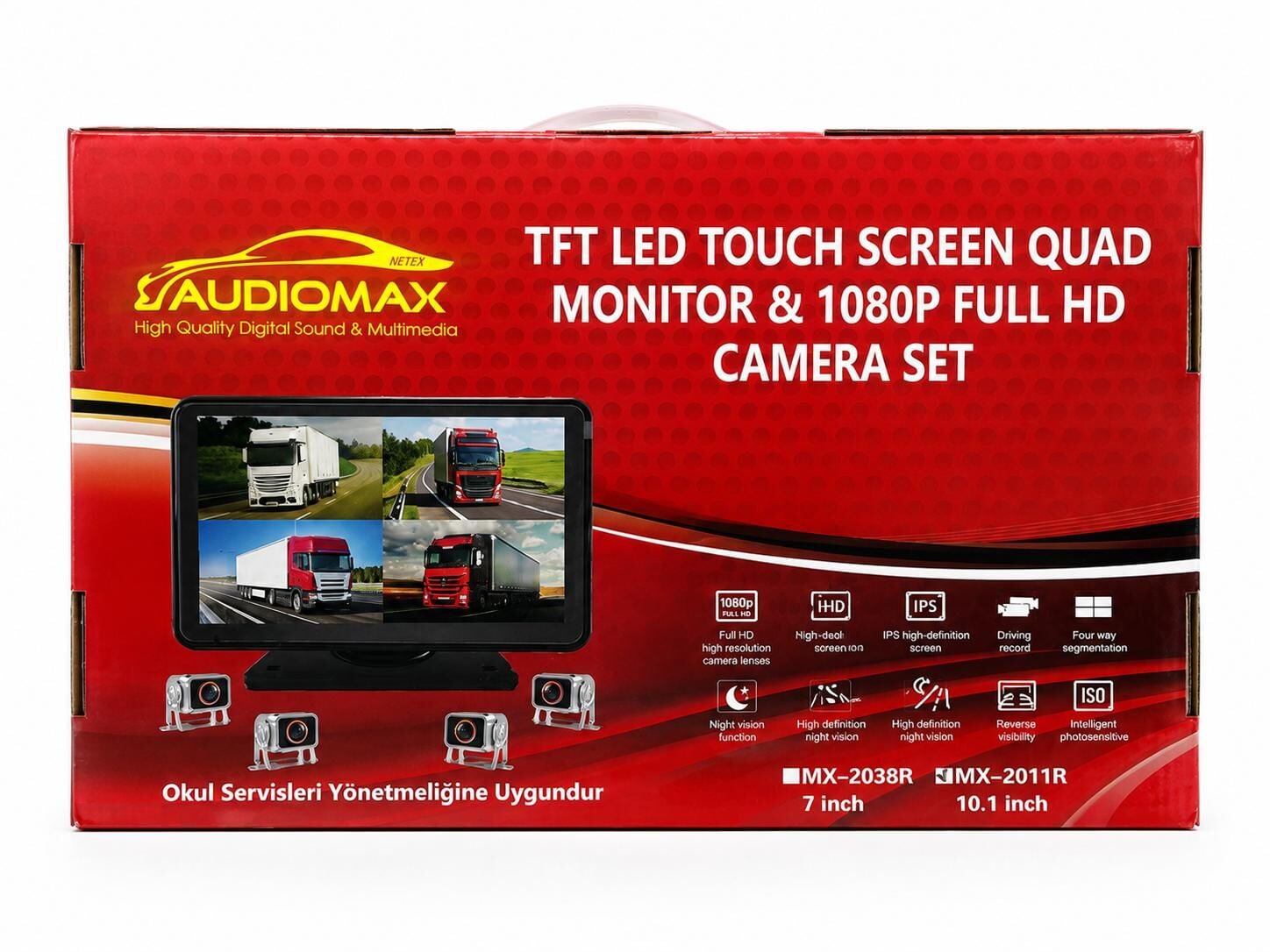 KARAVAN GÜVENLİK KAMERASI 4 LÜ EKRANLI SET AUDIOMAX