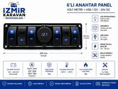 6 lı USB+TYPE-C VOLTMETRELİ  3.0 BÜYÜK TUŞ KONTROL PANELİ