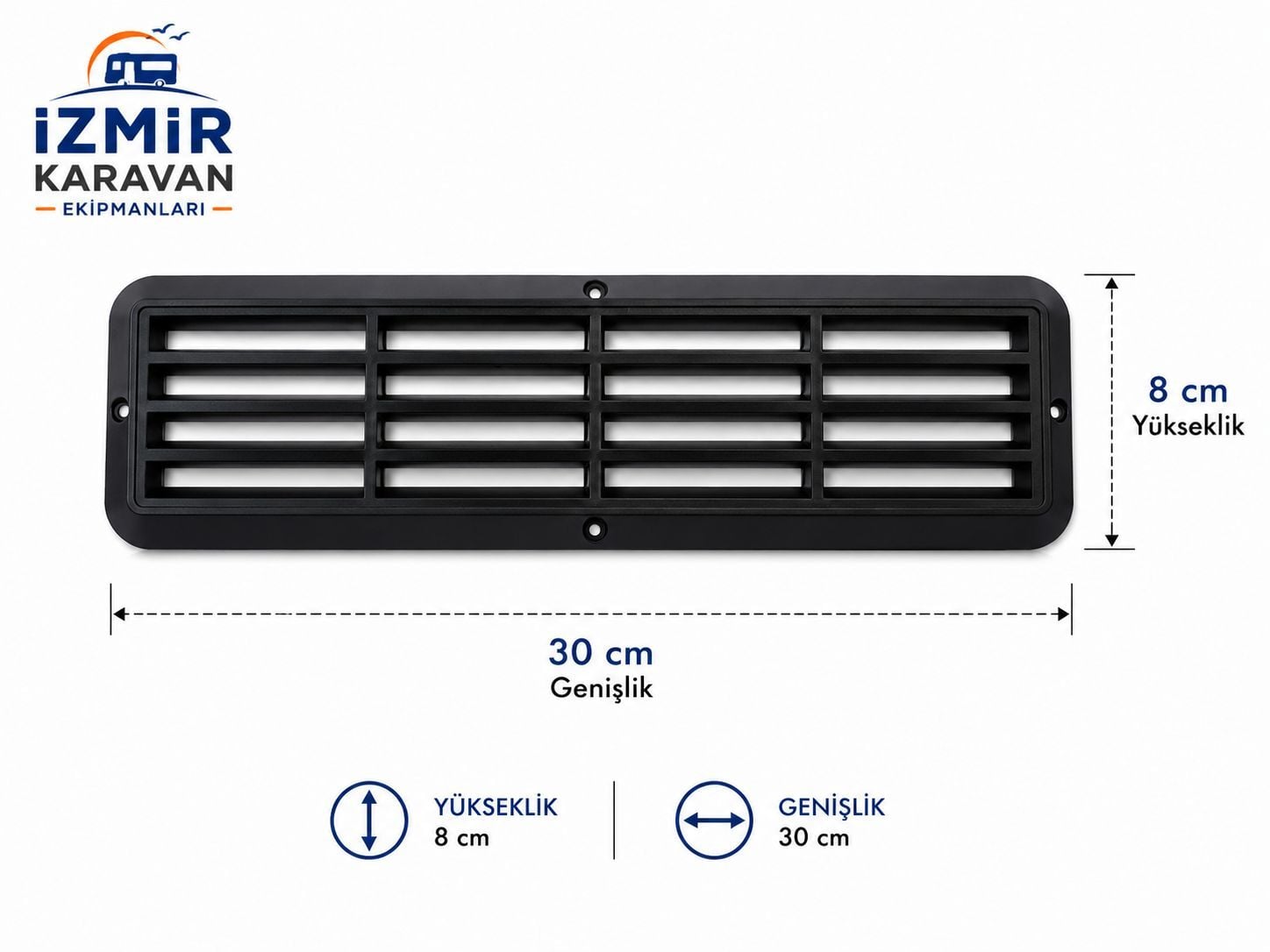 KARAVAN HAVALANDIRMA MENFEZ 8X30 CM SİYAH