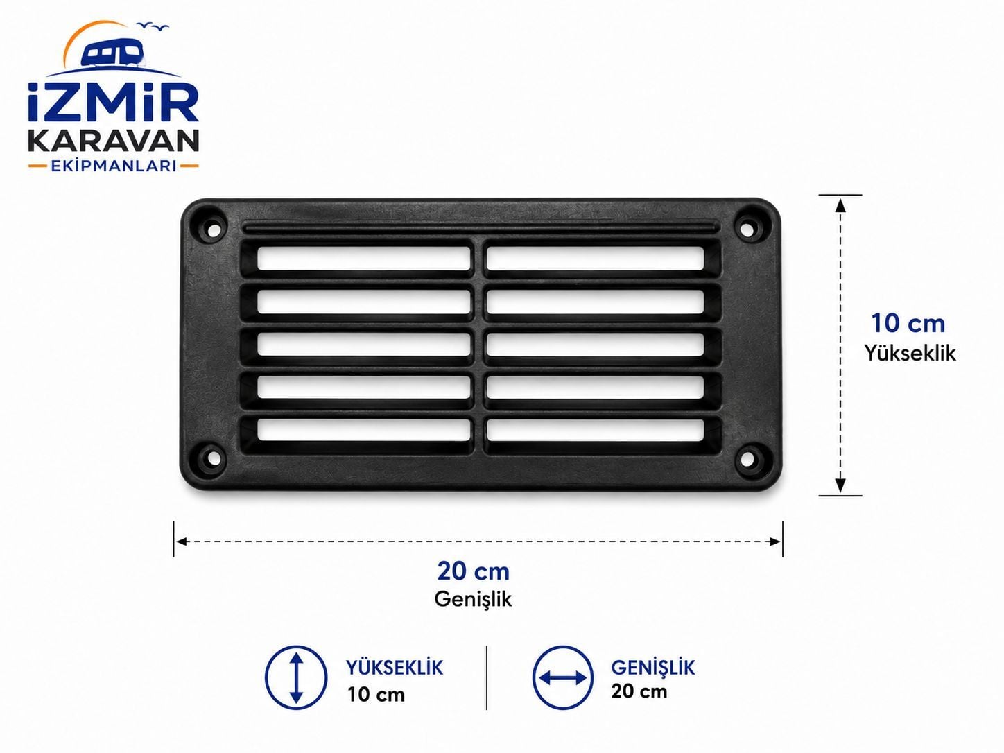 KARAVAN HAVALANDIRMA MENFEZİ 10X20 CM -SİYAH