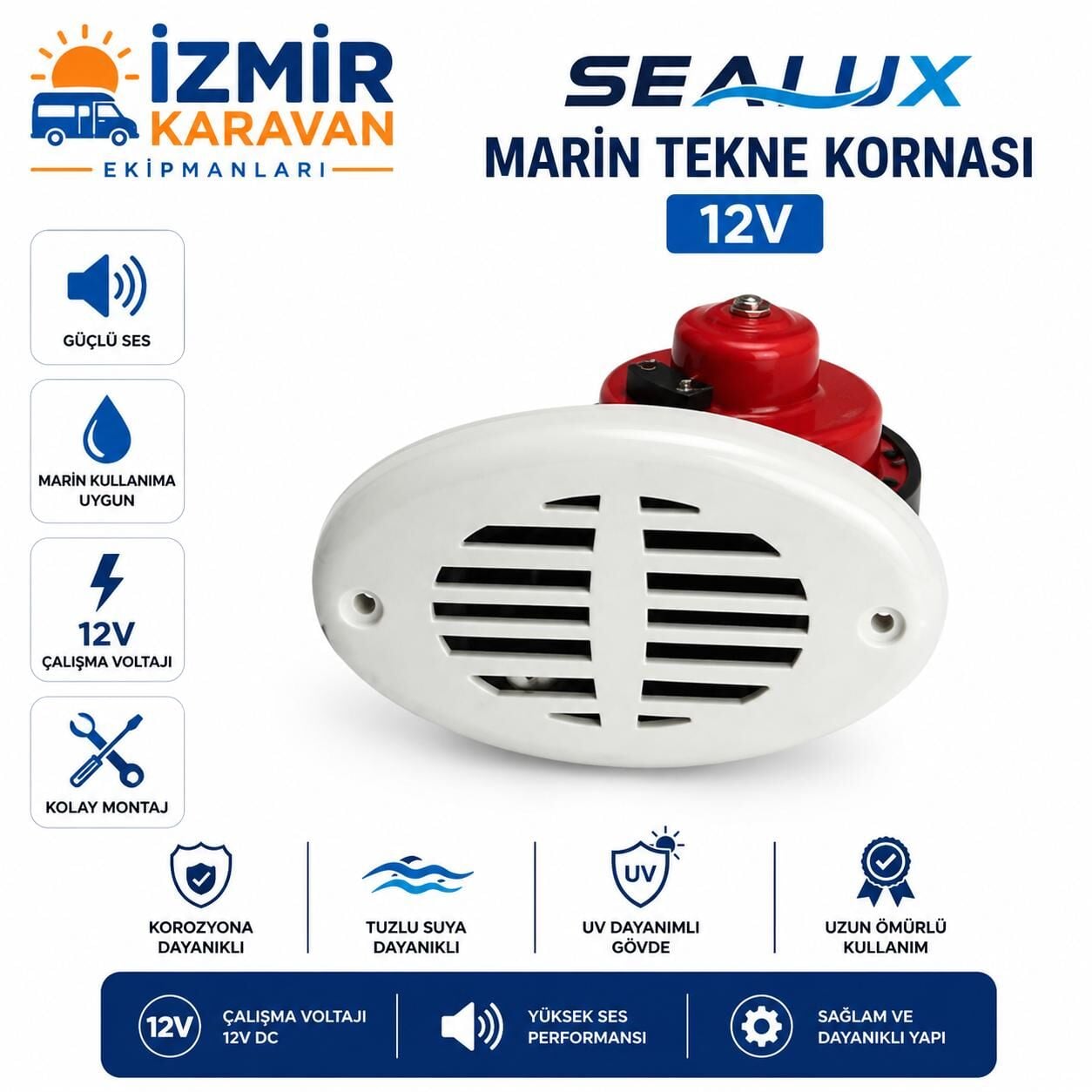 SEALUX MARİNE TEKNE KORNA GÖMME -BEYAZ