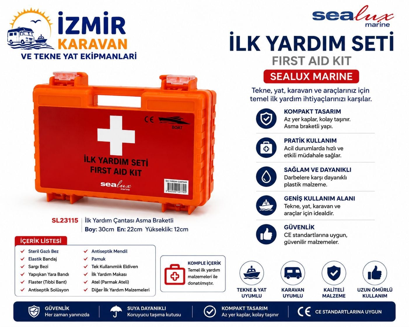 SEALUX İLK YARDIM ÇANTASI ASMA BRAKETLİ