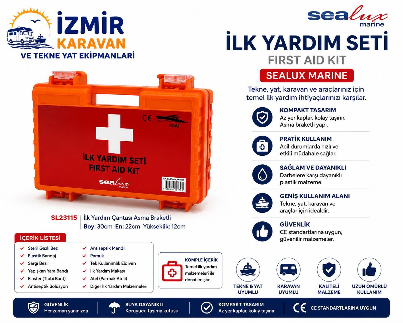 SEALUX İLK YARDIM ÇANTASI ASMA BRAKETLİ
